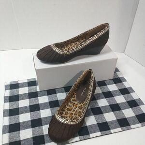 ALDO Women's  Clay Wedge Brown Suede Leather Shoes Size 5